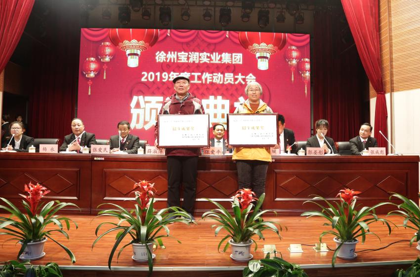 米兰网页版登录入口2019年度工作动员大会---集团公司领导为先进单位和先进个人代表颁奖